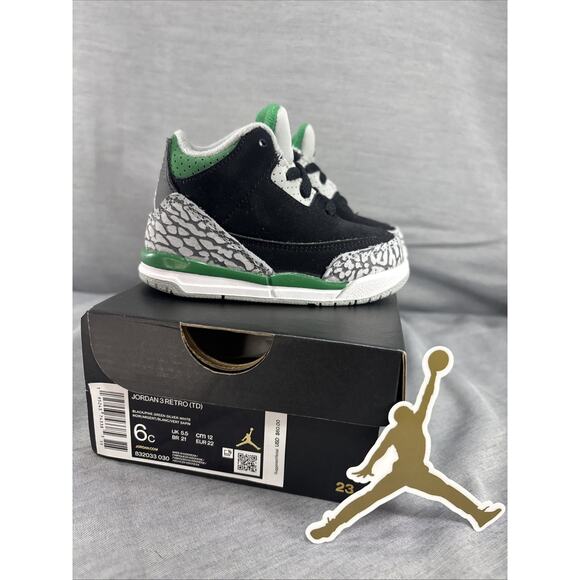 New TODDLER Size 6c Nike Air Jordan 3 Retro (TD) Pine Green 832033-030 - Picture 1 of 11
